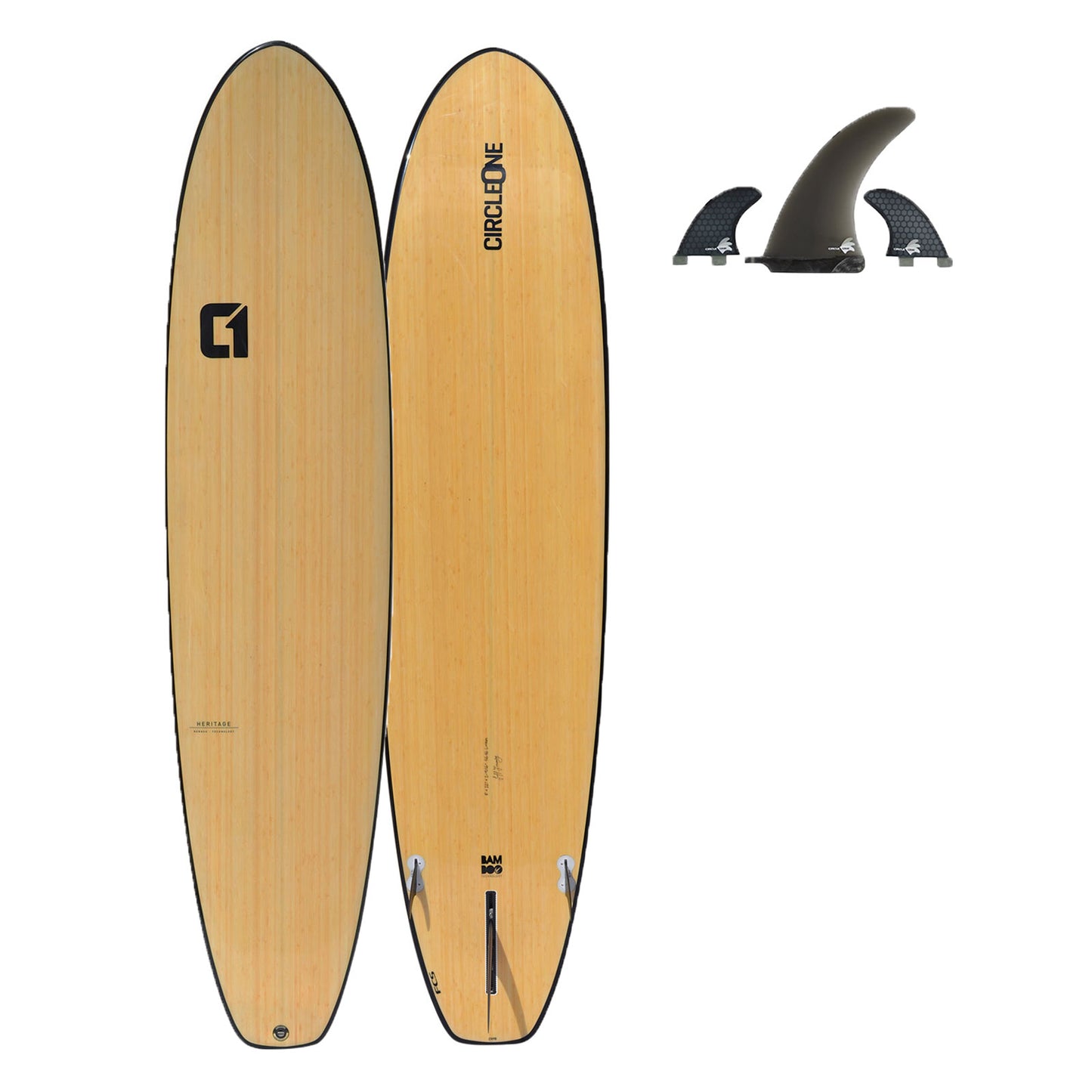CIRCLE ONE Surfboard 8' Bamboo Mini Mal Squash Tail (+FREE FCS Fins)