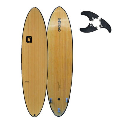 CIRCLE ONE Surfboard 7'2" Bamboo Mini Mal Round Tail (+FREE FCS Fins)