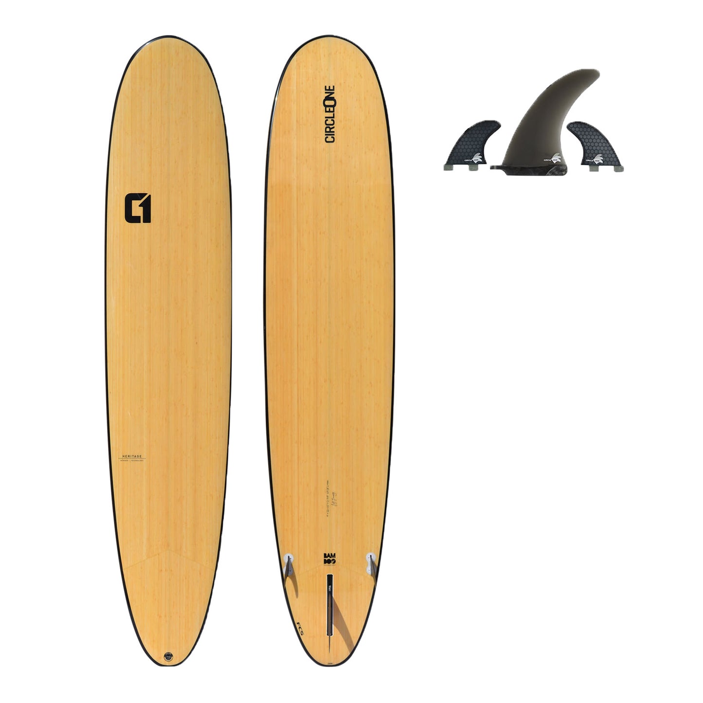 CIRCLE ONE 9' Longboard Surfboard Bamboo Round Pin Tail (+FREE FCS Fins)