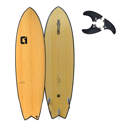 CIRCLE ONE Surfboard 6'6" Shortboard Bamboo Swallow Tail Thruster (+FREE FCS Fins)