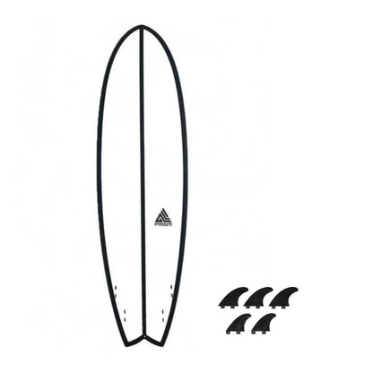 CORTEZ Prism Cubin 6'9" Surfboard Swallow Tail White (+FREE FCS 5 Fin Set)