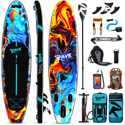 Tidal Rave Paddleboard 10'6" - Inflatable SUP Acrylic - Fire & Ice Design