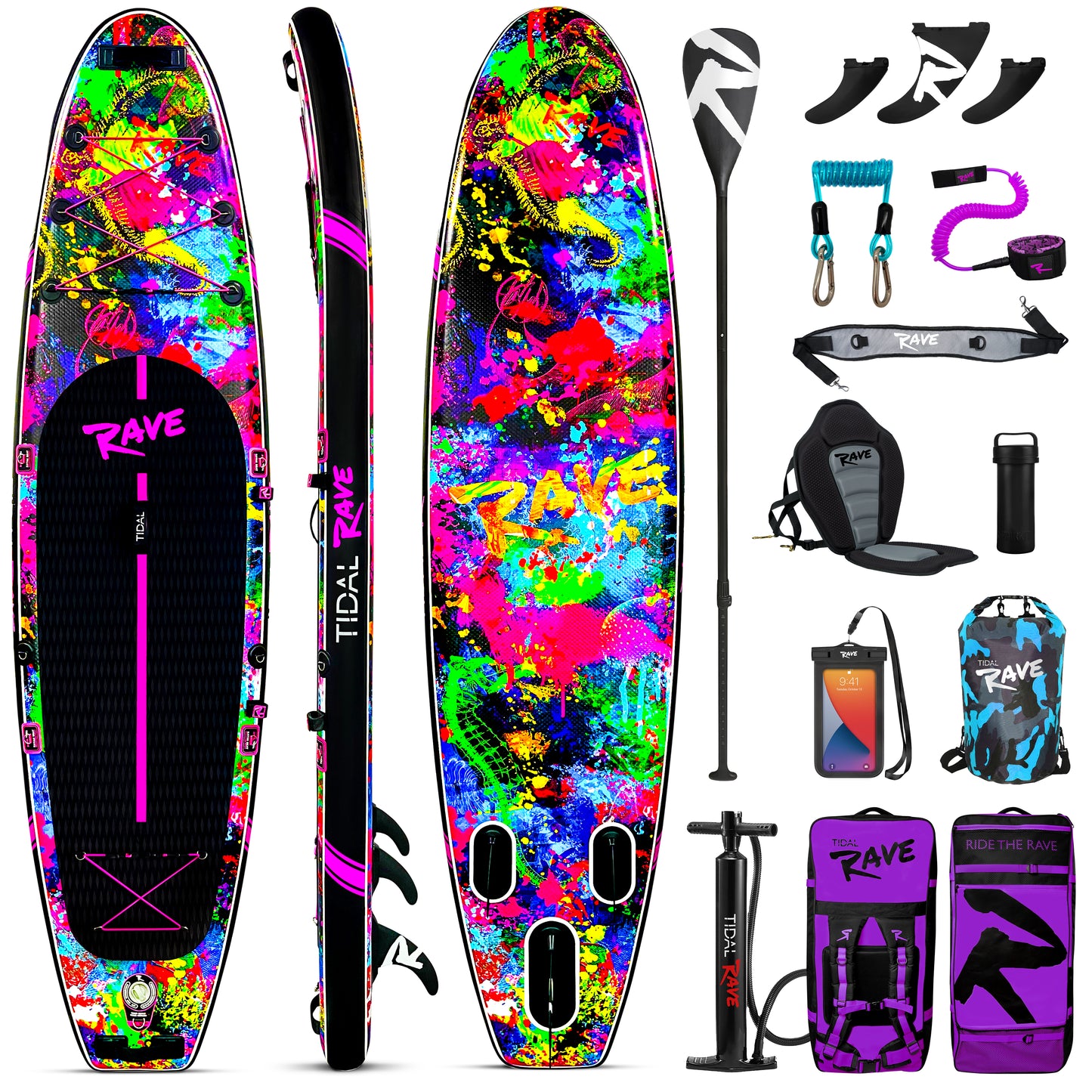 Tidal Rave Paddleboard 10'6" - Inflatable SUP Neon - Oceana Design