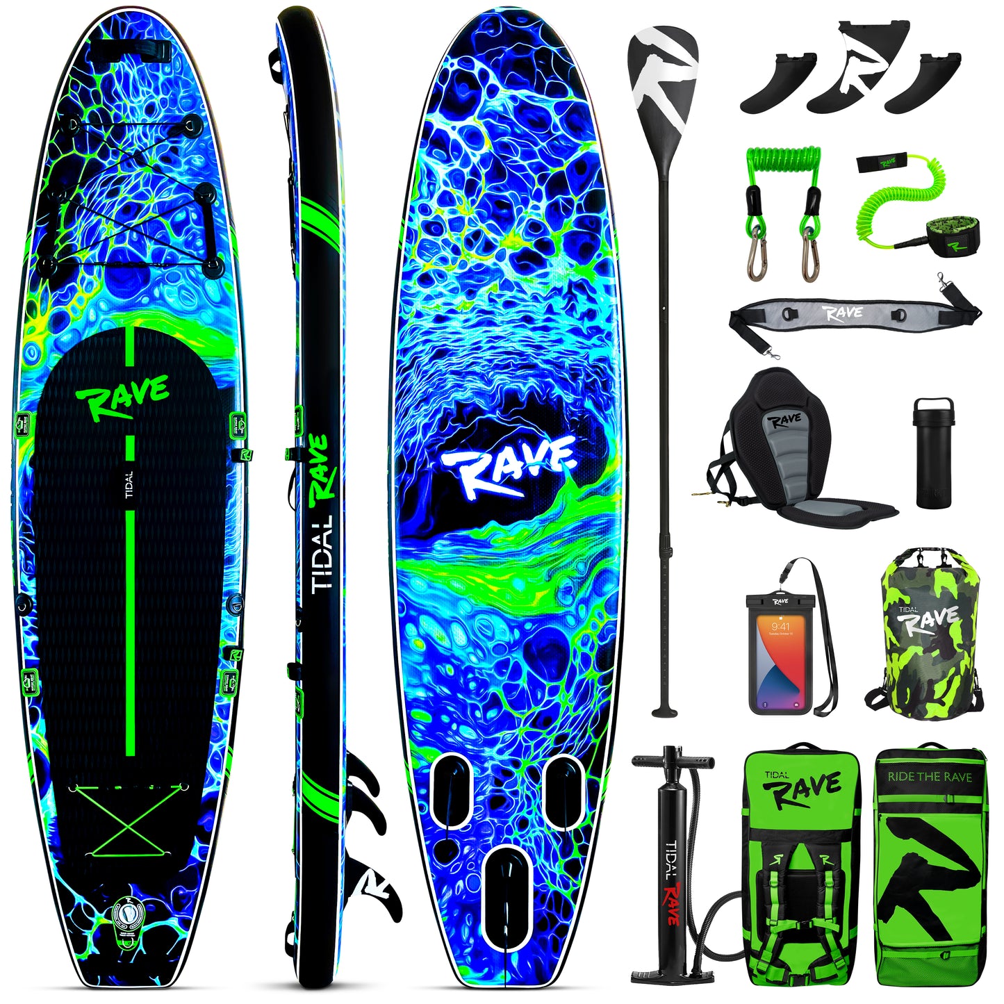 Tidal Rave Paddleboard 10'6" - Inflatable SUP Acrylic - Plazma Design