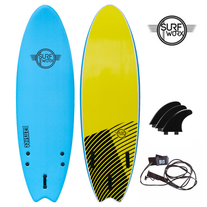 SURFWORX Softboard Surfboard Banshee Hybrid (+FREE Fins & Leash)