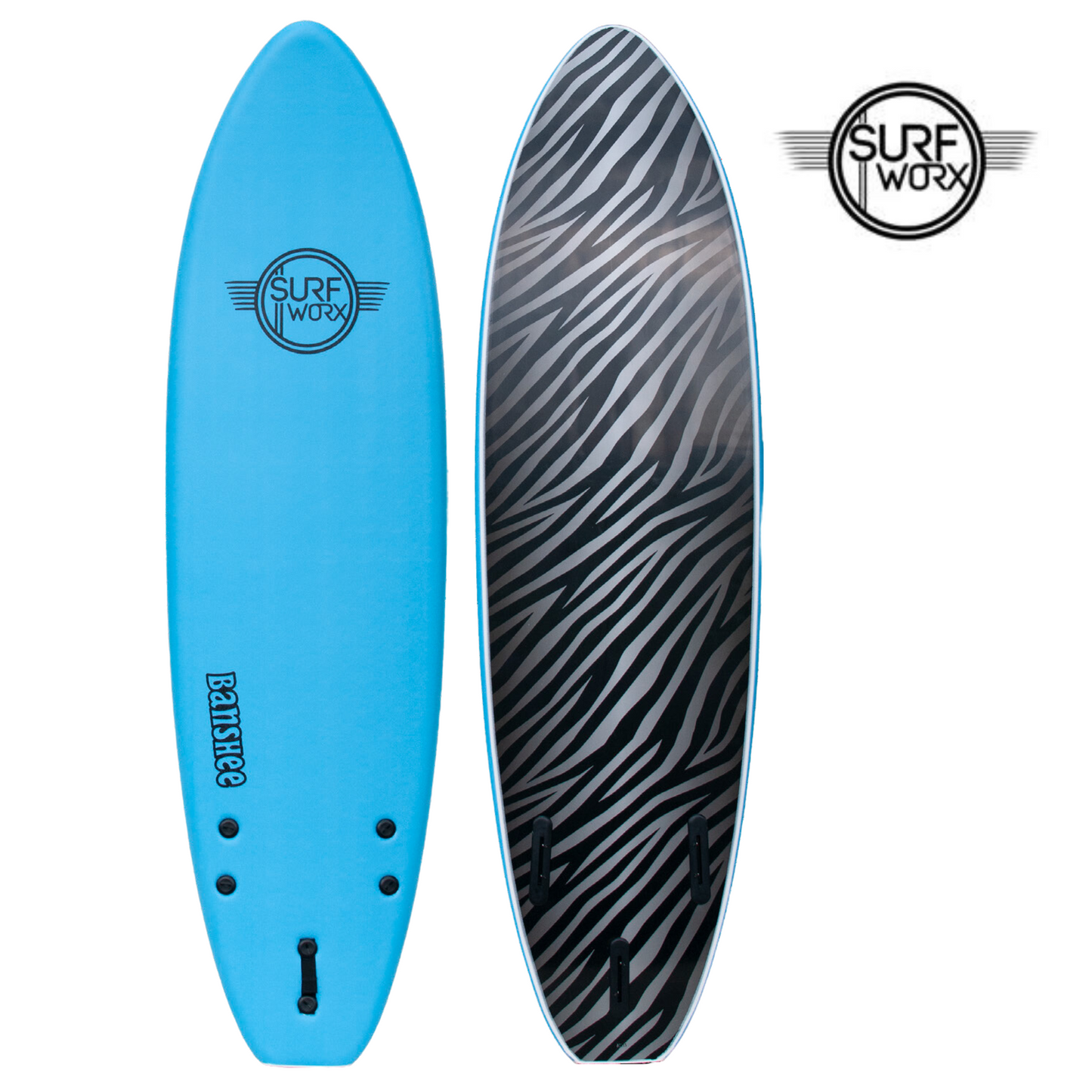 SURFWORX Softboard Surfboard Banshee Shortboard (+FREE Fins & Leash)