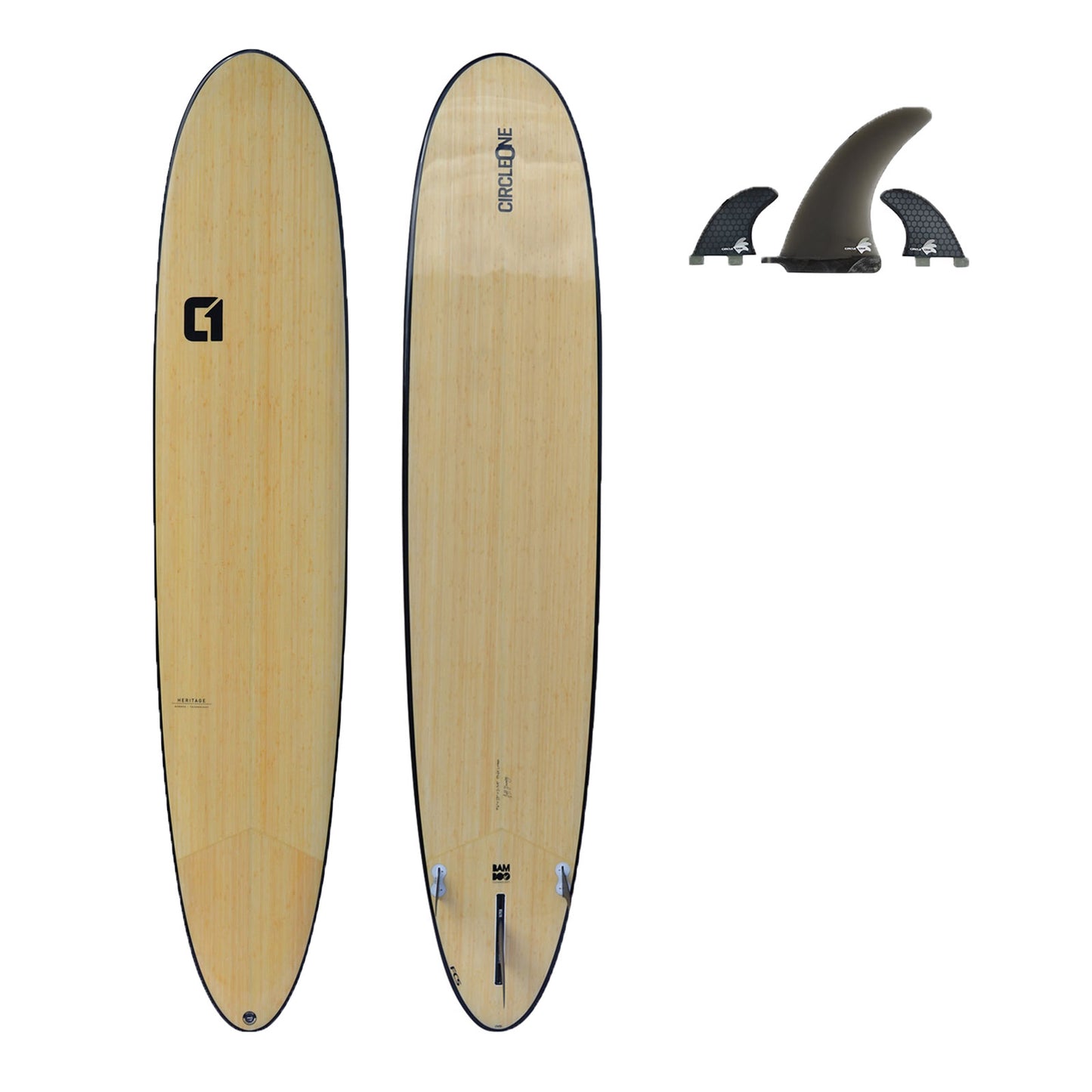 CIRCLE ONE 9'6" Longboard Surfboard Bamboo Round Pin Tail (+FREE Premium Fins)