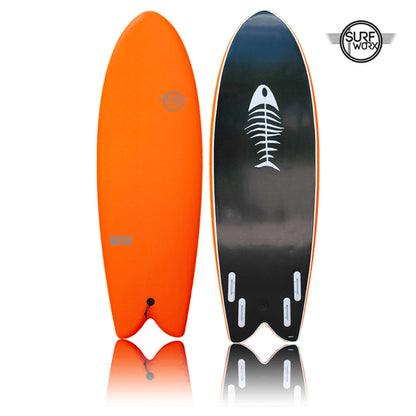 SURFWORX Softboard Pro Line 4 Fin 5'8" Orange (+FREE Fins & Leash)