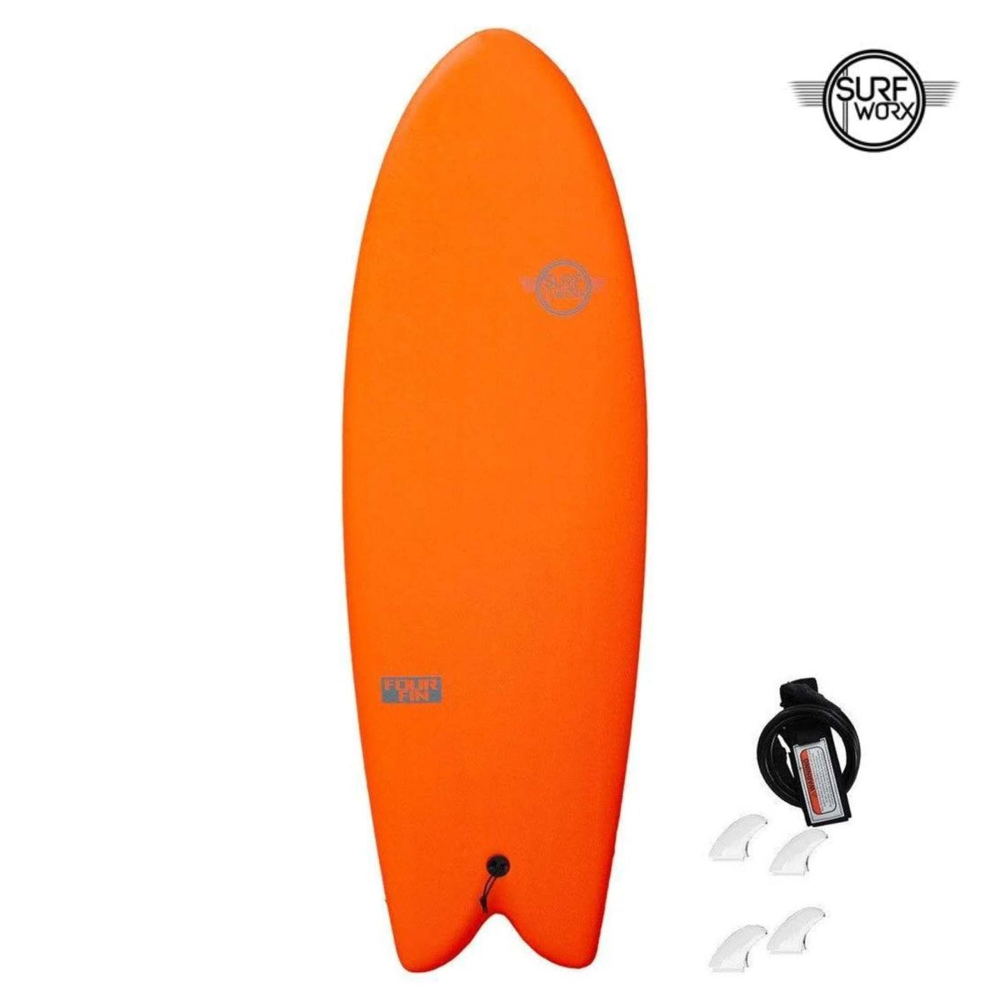 SURFWORX Softboard Pro Line 4 Fin 5'8" Orange (+FREE Fins & Leash)