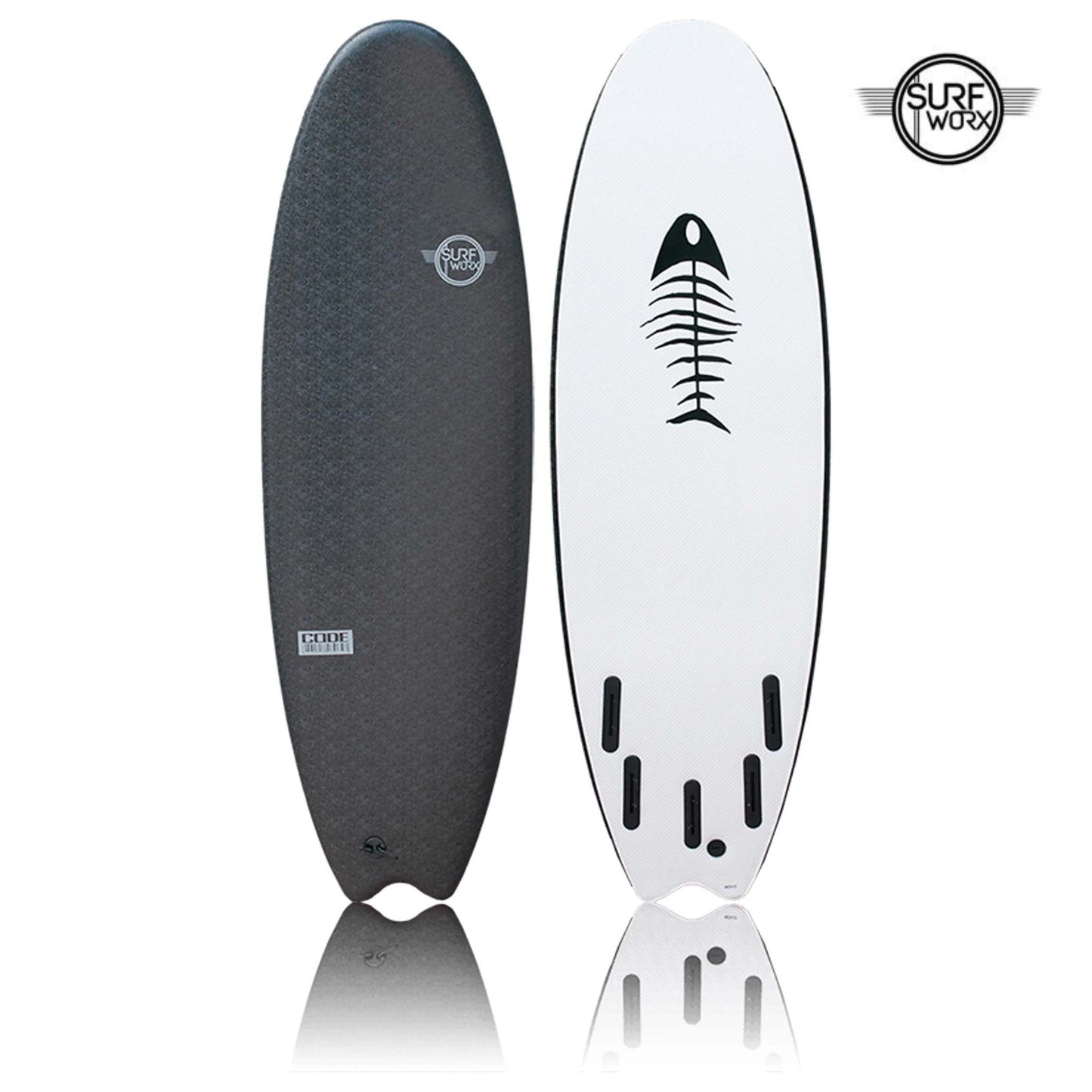 SURFWORX Softboard Pro Line Code 5 Fin Swallow Tail (+FREE Fins & Leash)