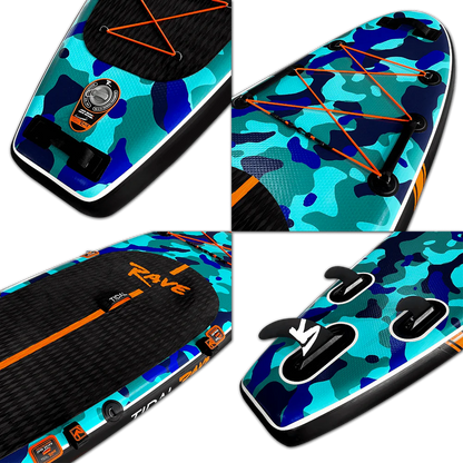 Tidal Rave Paddleboard 10'6" - Inflatable SUP Neon - Camo Design