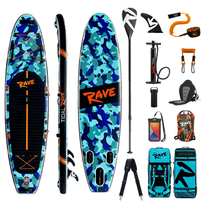 Tidal Rave Paddleboard 10'6" - Inflatable SUP Neon - Camo Design