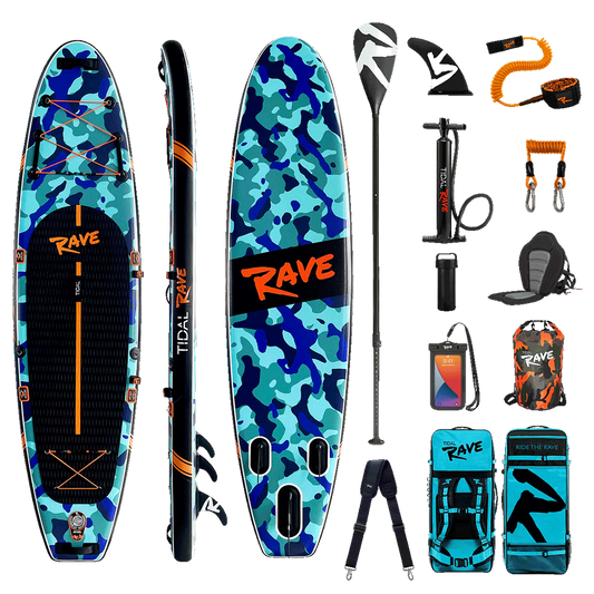 Tidal Rave Paddleboard 10'6" - Inflatable SUP Neon - Camo Design