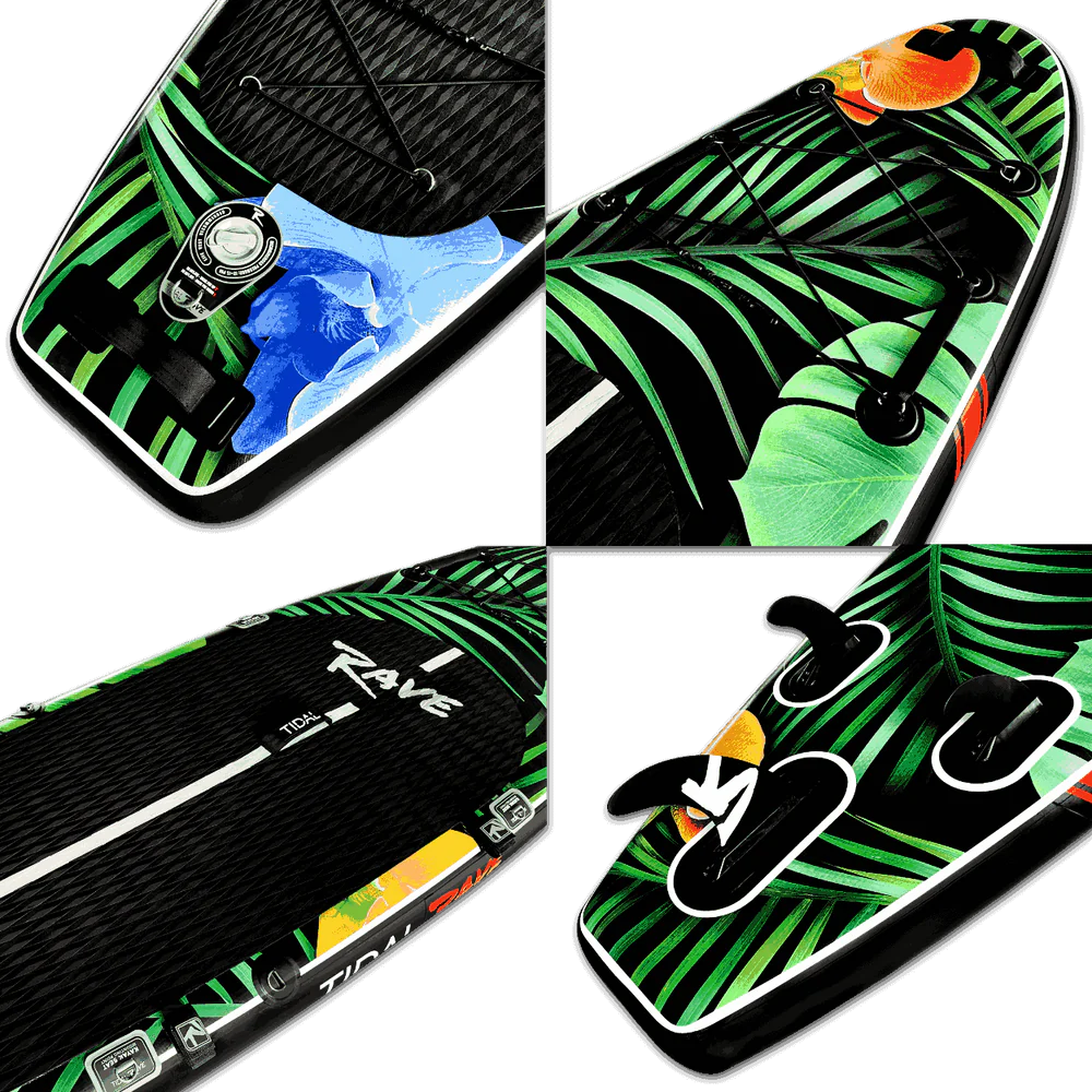 Tidal Rave Paddleboard 10'6" - Inflatable SUP Neon - Jungle Design