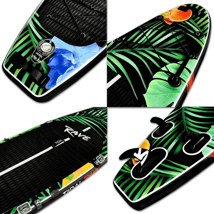 Tidal Rave Paddleboard 10'6" - Inflatable SUP Neon - Jungle Design