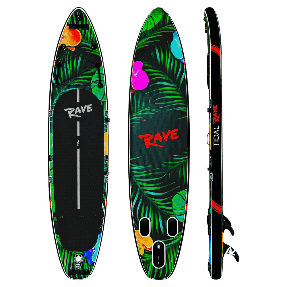 Tidal Rave Paddleboard 10'6" - Inflatable SUP Neon - Jungle Design