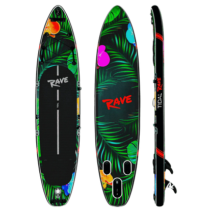 Tidal Rave Paddleboard 10'6" - Inflatable SUP Neon - Jungle Design
