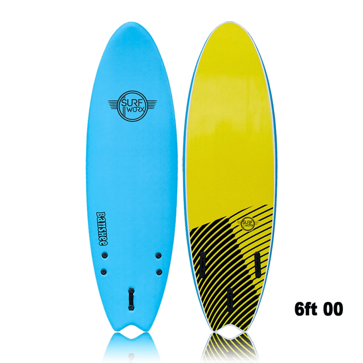 SURFWORX Softboard Surfboard Banshee Hybrid (+FREE Fins & Leash)