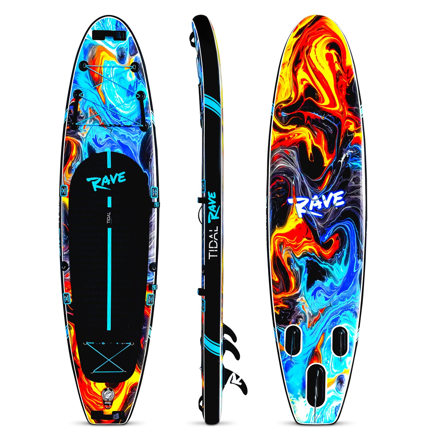 Tidal Rave Paddleboard 10'6" - Inflatable SUP Acrylic - Fire & Ice Design