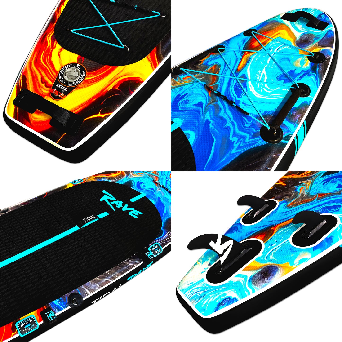 Tidal Rave Paddleboard 10'6" - Inflatable SUP Acrylic - Fire & Ice Design